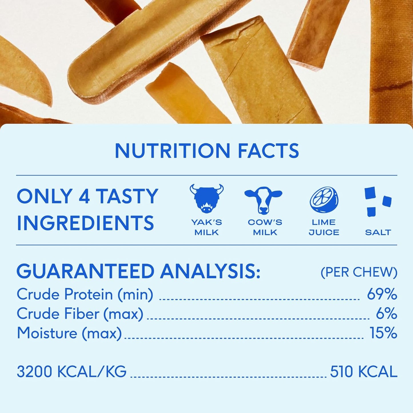 Native Pet Yak Cheese Himalayan Dog Chews - Long Lasting Dental Sticks for Small Breeds– 100% All Natural Himalayan Yak Chews for Small Dogs – Cheese Bone for Aggressive Chewers - 15 Per Pack