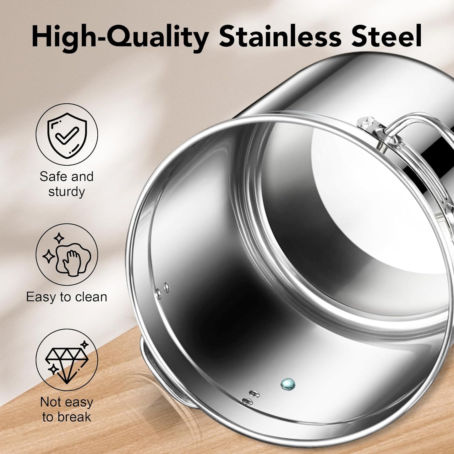 Dog Food Storage Containers, Large Stainless Steel Pet Food Storage Containers 15 lb / 6.5 kg to Keep Fresh, Metal Airtight Cat Food Containers With Scoop and 2 Small Containers