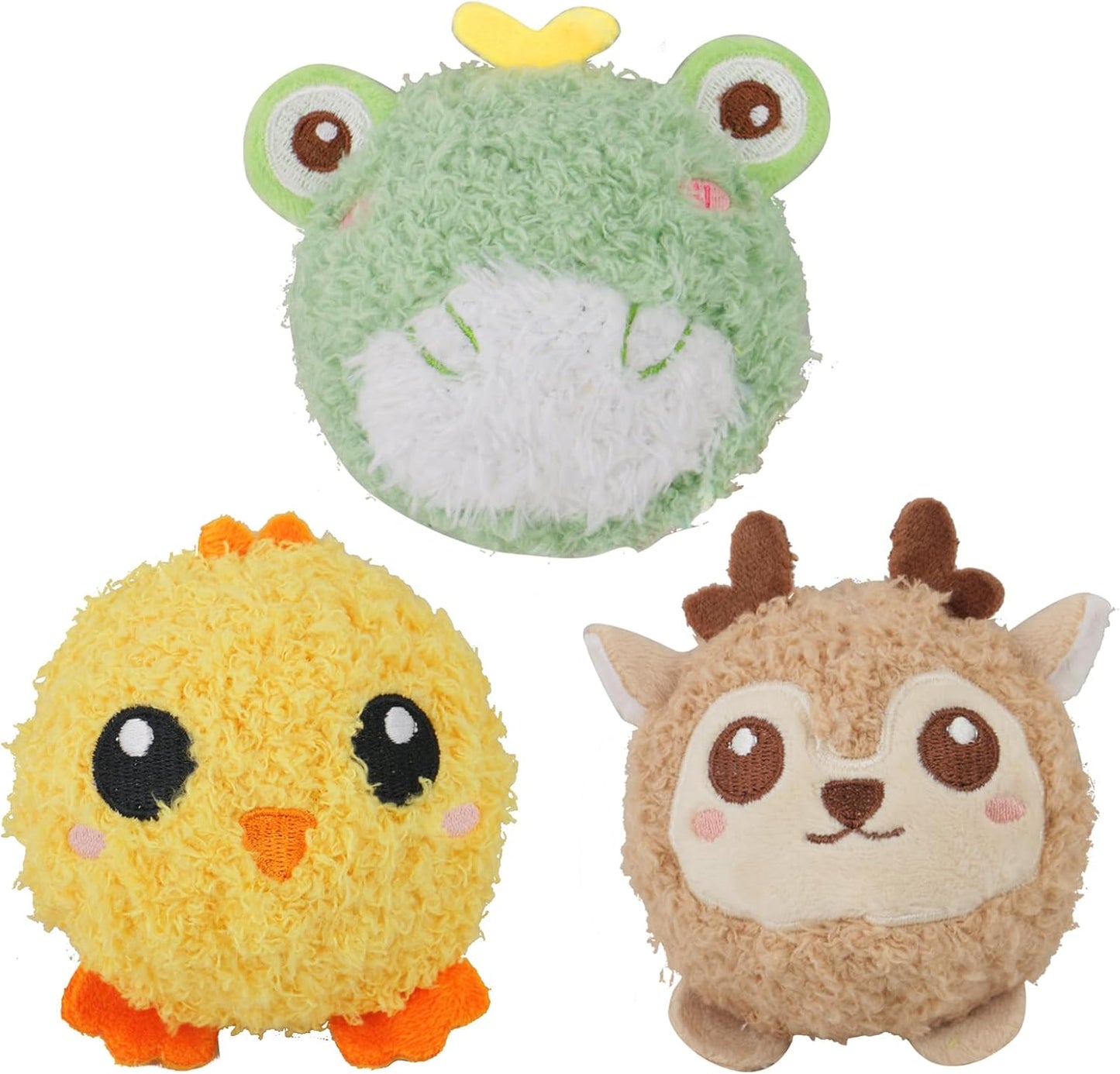 DKING 3Pack Squeaky Dog Balls,2 in1 Funny Puppy Ball Toys,Birthday Dog Toy for Small Medium Dogs (Farm Ball)