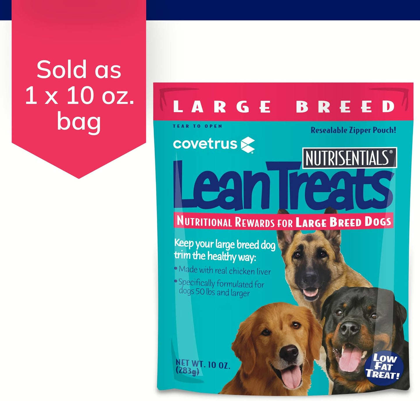 Covetrus Nutrisential Lean Treats for Large Dogs - Soft Dog Treats for Large Dogs - Nutritional Low Fat Bite Size - Chicken Flavor - 10oz