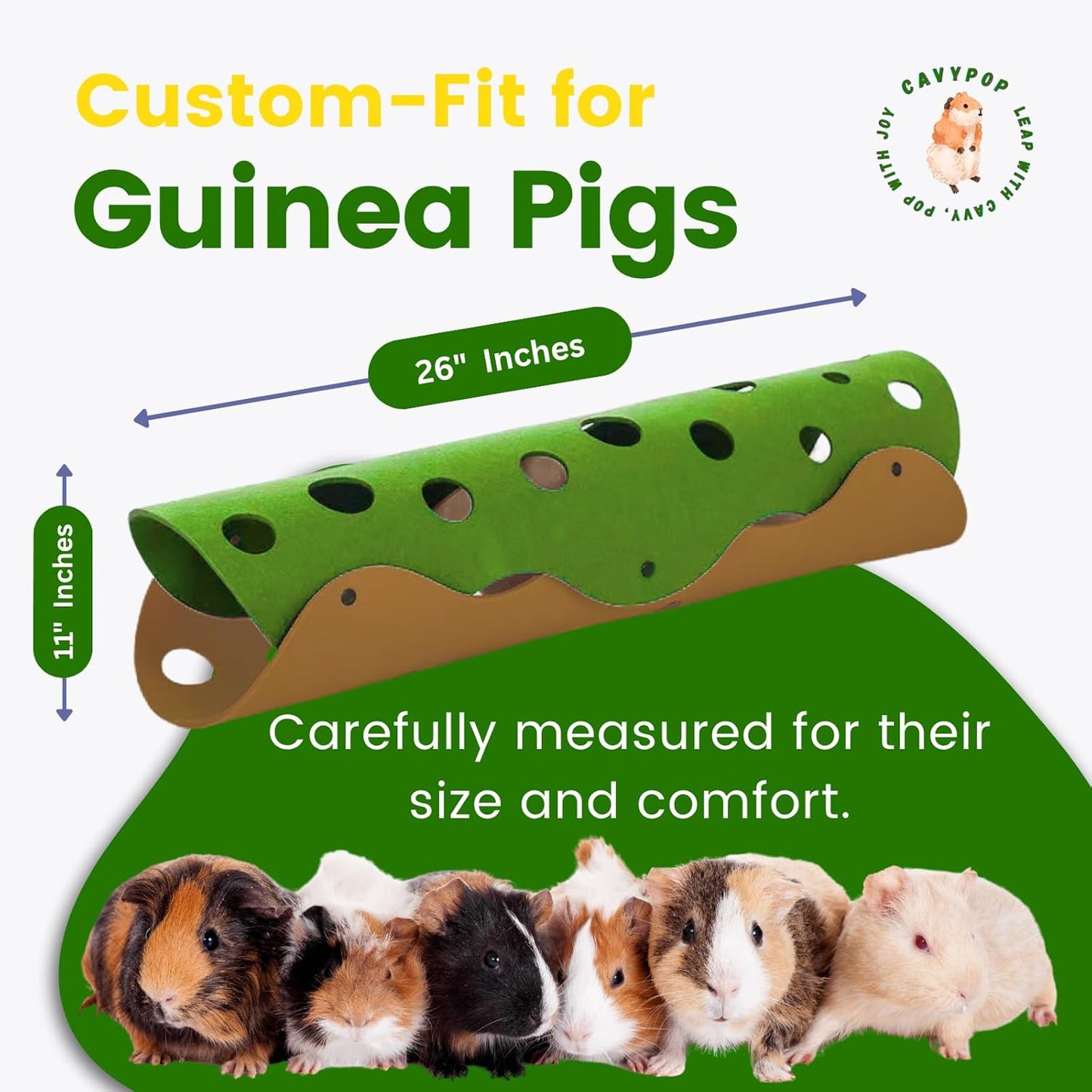 Guinea Pig Tunnels, Foldable Fleece Hideout Beds with Cheese-Hole Design, 2 Pack Modular Tunnel Set for Play and Rest, Brings Comfort and Enrichment to Guinea Pig Cages-Green&Grey