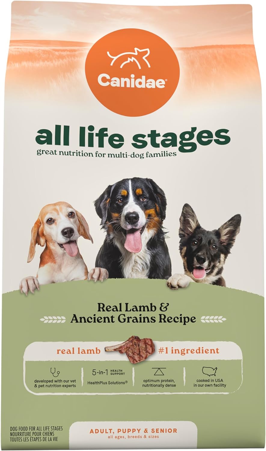 Canidae All Life Stages Real Lamb & Ancient Grains Recipe – High Protein Premium Dry Dog Food for All Ages, Breeds, and Sizes– 27 lbs.