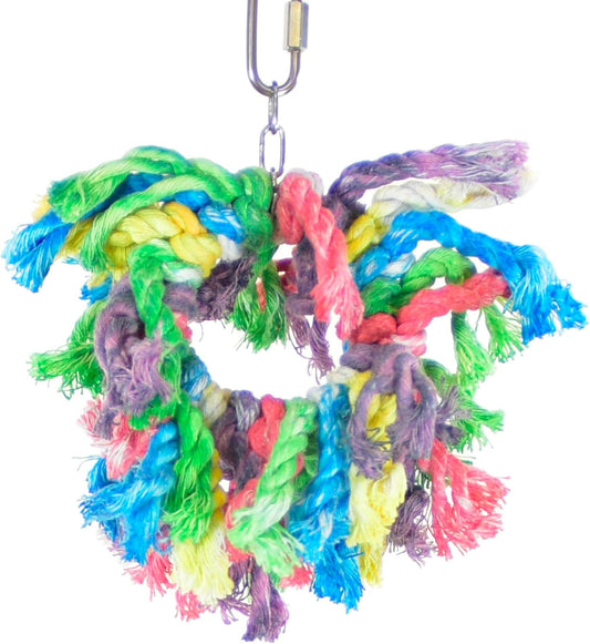 Featherland Paradise Cotton Snuggle Ring Bird Toy, Bird Perch, Large Bird Toys, for Parrots, Cockatoos, Macaws, Large Birds