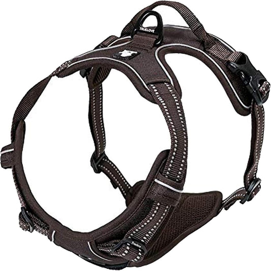 TRUE LOVE Adjustable No-Pull Dog Harness Reflective Pup Vest Harnesses Comfortable Control Brilliant Colors Truelove TLH5651(Brown,M)