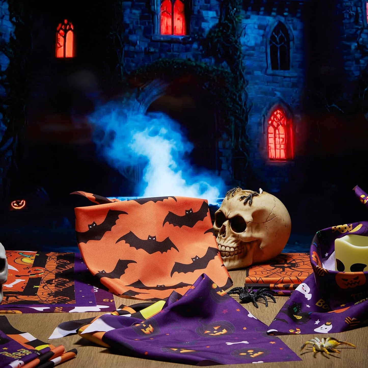 Abbylike 100 Pcs Halloween Dog Bandanas Bulk Pumpkin Bandanas for Dogs Triangle Kerchief Bibs Scarf Set for Pet Halloween Costume Photo Props Accessories Pet Shops, 25 Styles (31.5 x 21.7 x 21.7)