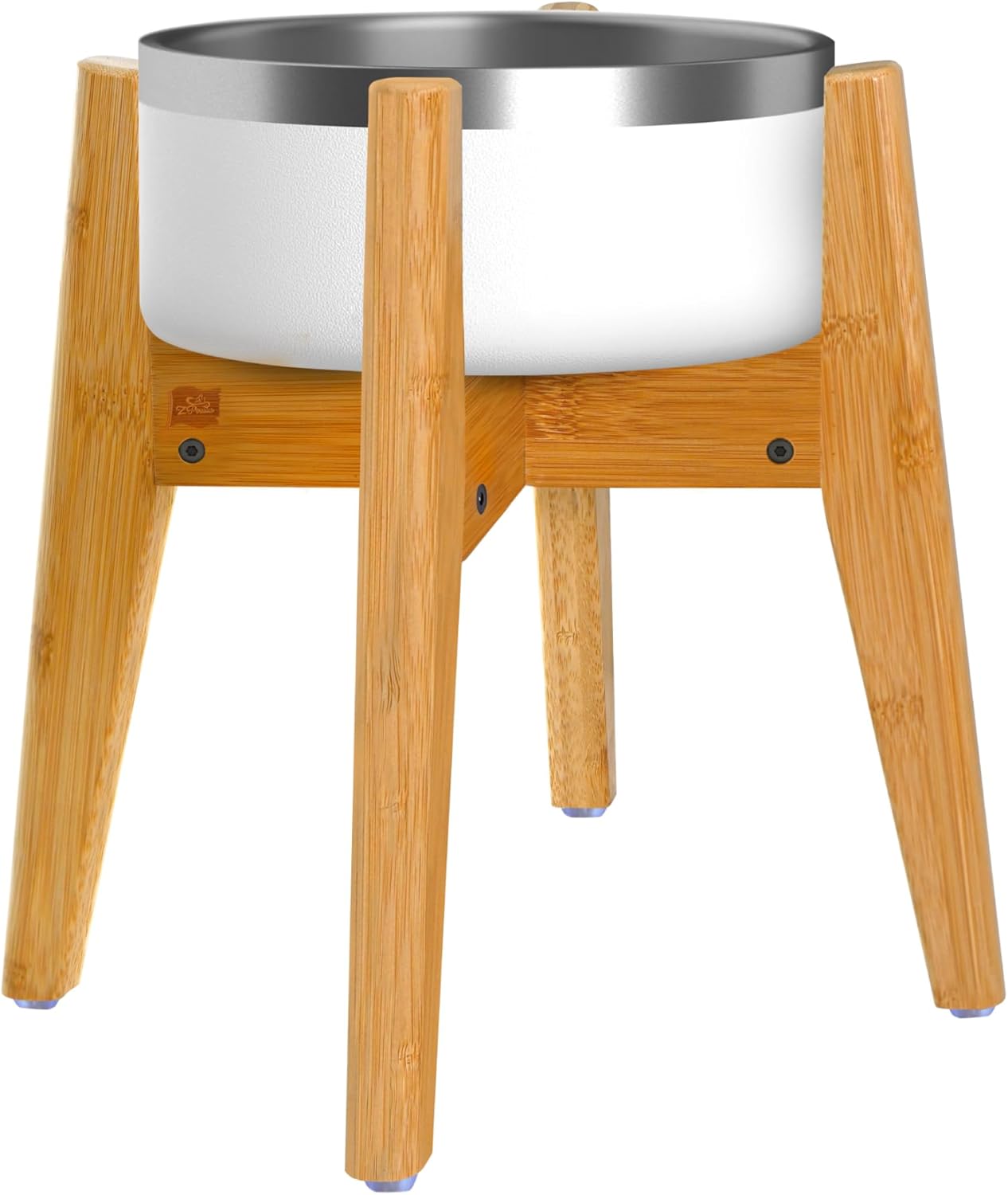 Dog Bowl Stand (14-inch High) - Ideal for Large Breeds, Use to Elevate, Raise Pet Dishes, Water Fountains and Slow Feeders - Adjustable Sideways, Bamboo - (Bowls not Included)