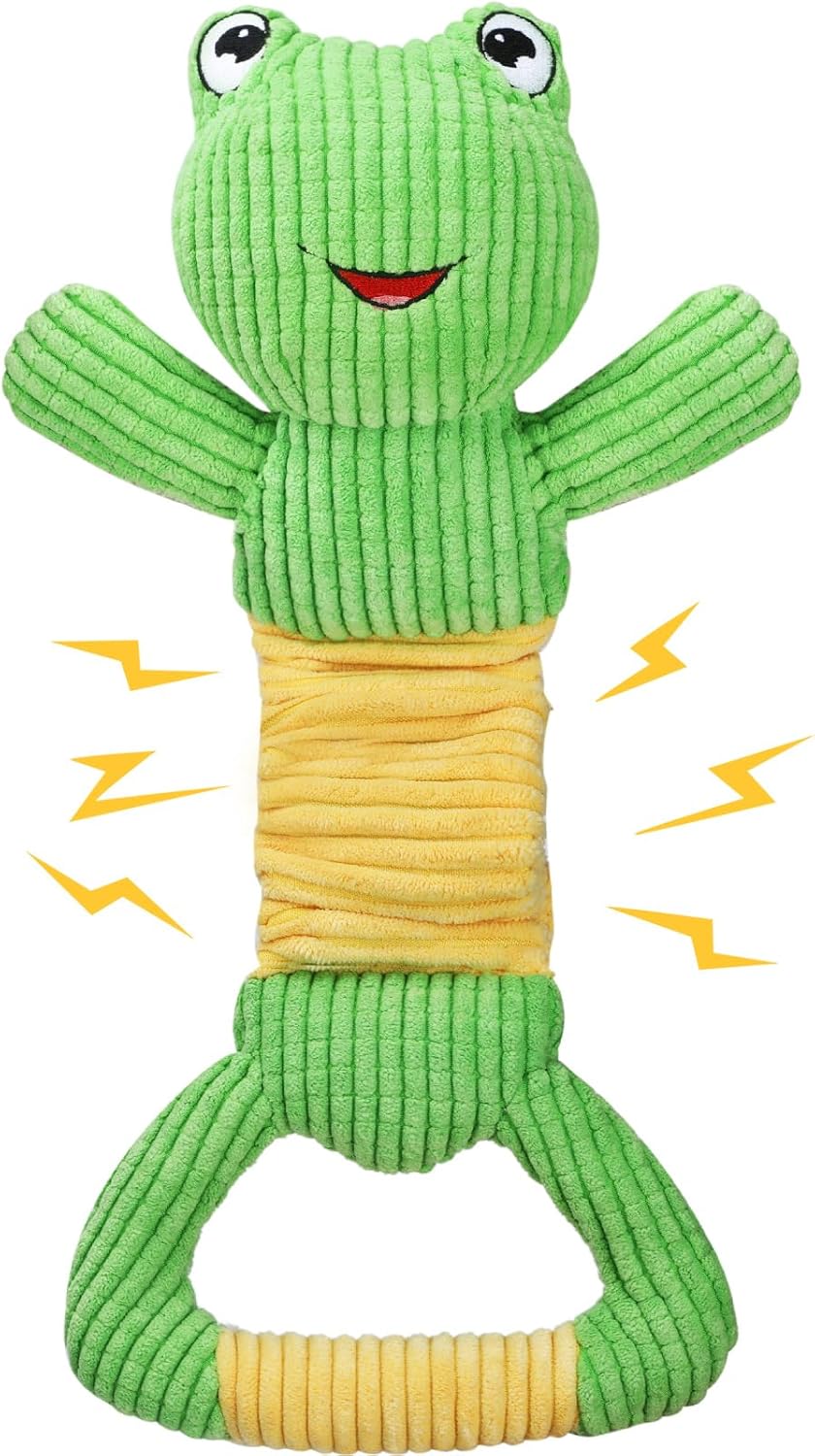 Dog Squeak Toys Durable Plush Dog Toy with Crinkle Paper, Tug of War Pull Toys for Puppies, Interactive Dog Chew Toys for Small, Medium and Large Dogs