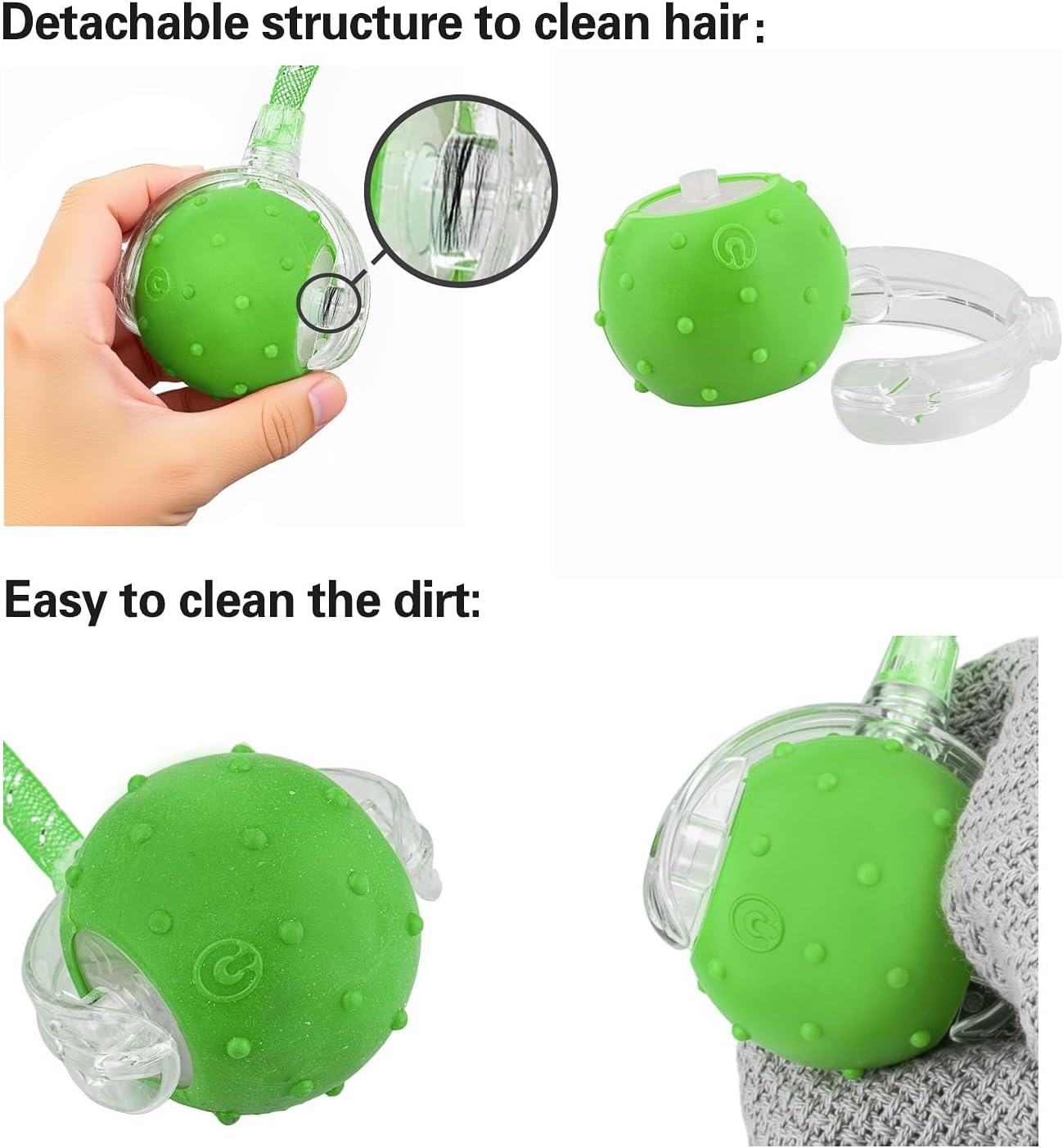 Interactive Cat Toys Ball for Indoor Cats, Automatic Agile Rolling Cat Ball with Elastic Mesh Tail, Bird Chirping & Motion Activated, 2 Tail Accessories, Kitten Toy for Bored (Green)