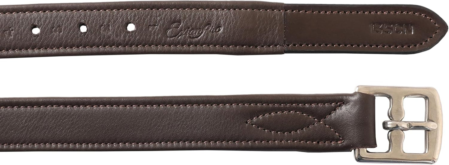 Exion FlexiStrong Stirrup Leathers for English Saddle | Ultra-Soft Cow Calfskin with Nylon Core | 1” Wide Stirrup Leathers for Daily Use | Sizes 48" to 62" | Black, Brown