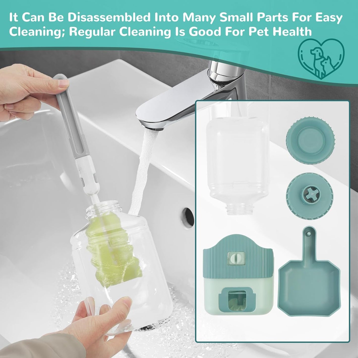 Rabbit Water Bottle, 800ml/28oz Hanging Automatic Water Dispenser for Cage, Ferret Bunny Guinea Pig Water Bowl,Suitable for Small Animal (Blue, 800 ml/28 oz)