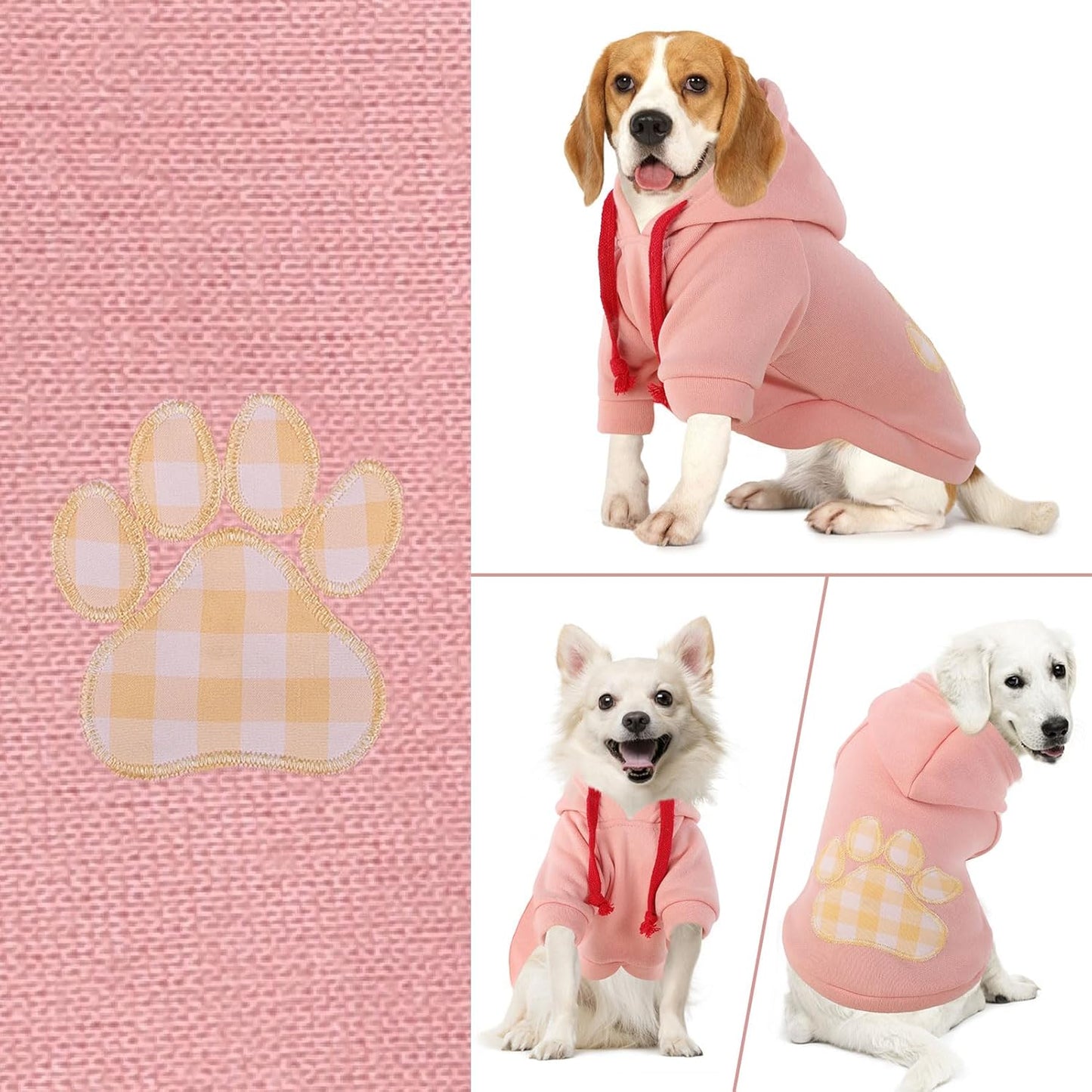 SAWMONG Dog Hoodie,Flannel Pet Hooded Sweater with Hat Puppy Pullover Sweater Shirt,Dog (Pink,S)
