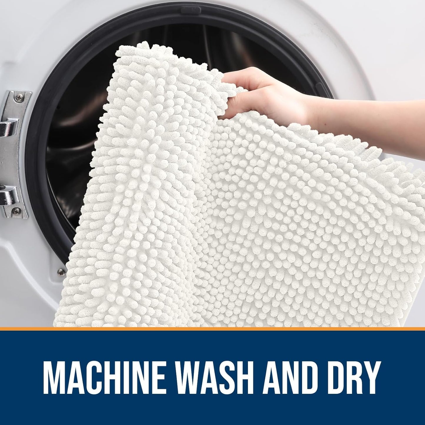 OLANLY Dog Door Mat for Muddy Paws 44x32, Absorbs Moisture and Dirt, Absorbent Non-Slip Washable Doormat, Quick Dry Chenille Mud Mat for Dogs, Entry Indoor Entryway Carpet for Inside Floor, Ivory