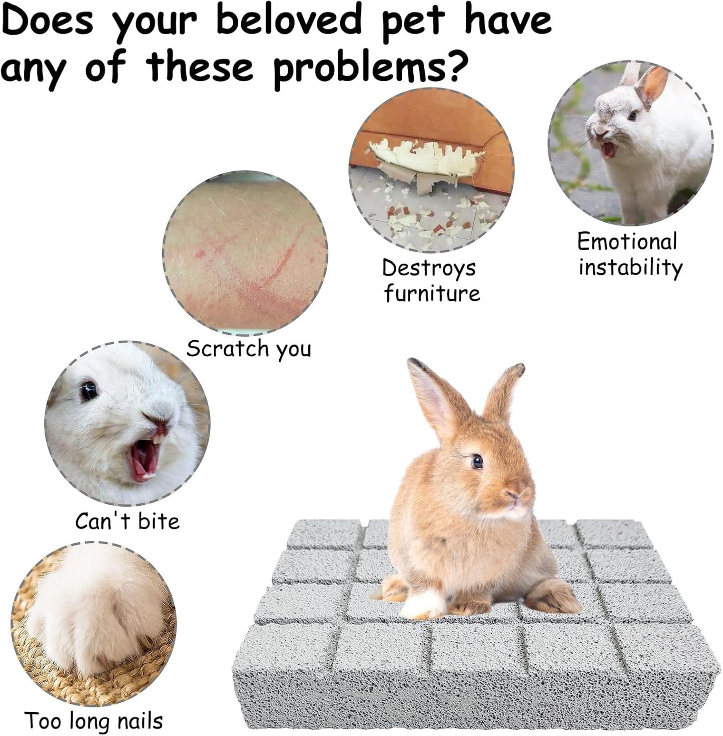 Hamiledyi 4PCS Rabbit Scratching Pads Bunny Lava Grinding Claw Pads Small Animal Foot Pads Hamster Scratch Board Chew Toys for Gerbil Chinchilla Hedgehog Guinea Pig Cage Accessories