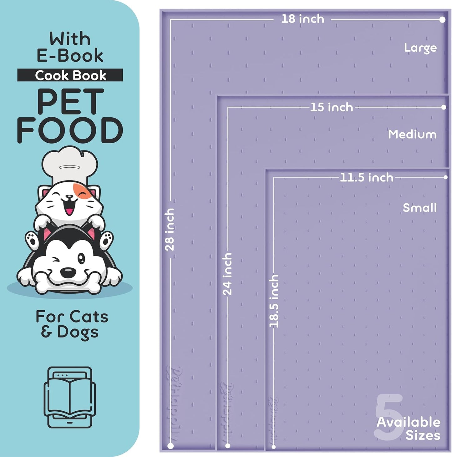 Dog Food Mat - 28x18 Raised Edges Dogs Mat for Food and Water Prevent Spill, Waterproof Cat Food Mats Protect Floors, Easy Clean Dog Bowl Mats for Food and Water, Silicone Pet Feeding Placemats