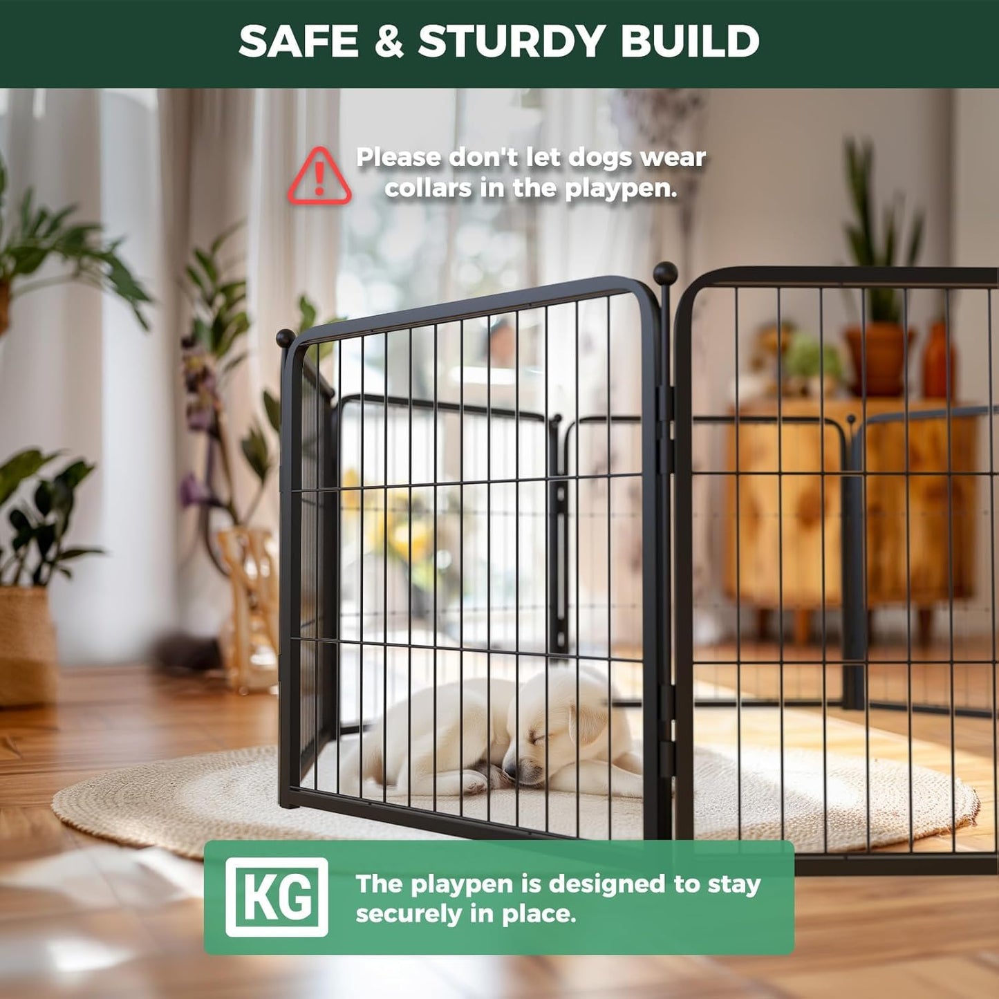 FXW Homeplus Unleashed Indoor Dog Playpen - Stress-Free and Safe Play, Heavy Duty 24 Inch 24 Wire Panels Dog Pen for Puppy and Small Dogs, Black│Patented