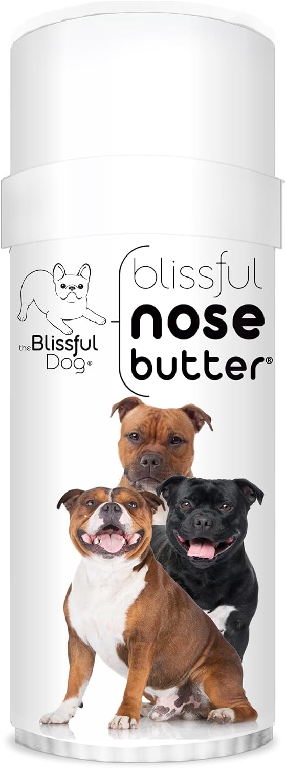 The Blissful Dog Staffordshire Pitbull Terrier Nose Butter, Versatile Dog Nose Balm for Dry Nose, Handcrafted Nose Moisturizer, Easy-to-Apply Dog Essentials, Unscented, 2 oz.