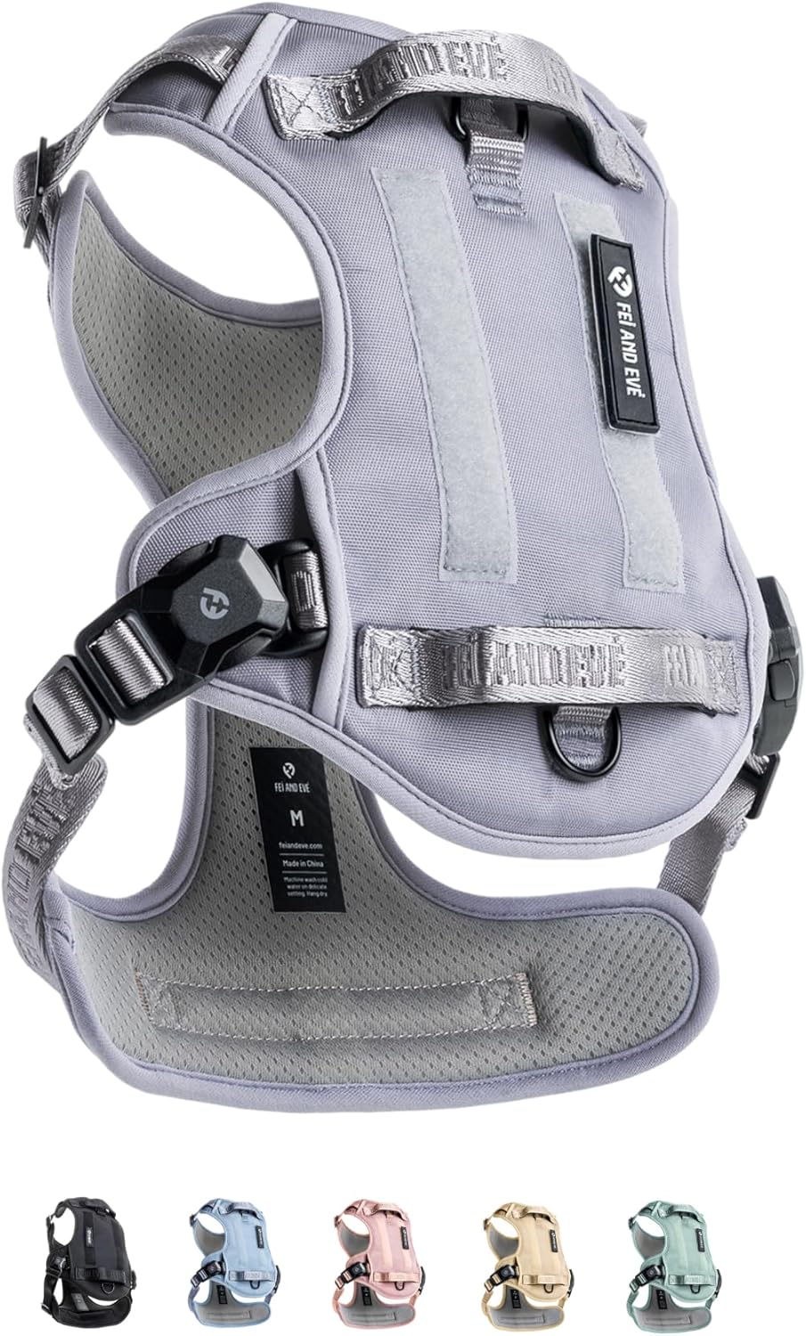 2025 New Edition, Fei & Eve MagEase Dog Harness - 3-Second Magnetic Buckles | 3-Point No-Pull Control | Heavy-Duty 900D Nylon | Dual Safety Handles | Breathable Mesh | Adjustable Fit | X-Large, Gray