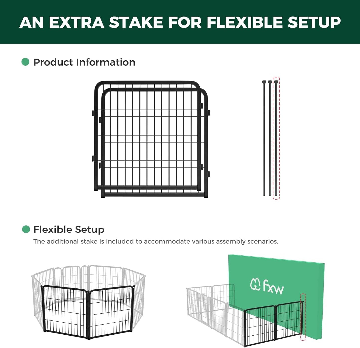 FXW Homeplus Unleashed Indoor Dog Playpen - Stress-Free and Safe Play, Heavy Duty 24 Inch 2 Wire Panels Dog Pen for Puppy and Small Dogs, Black│Patented