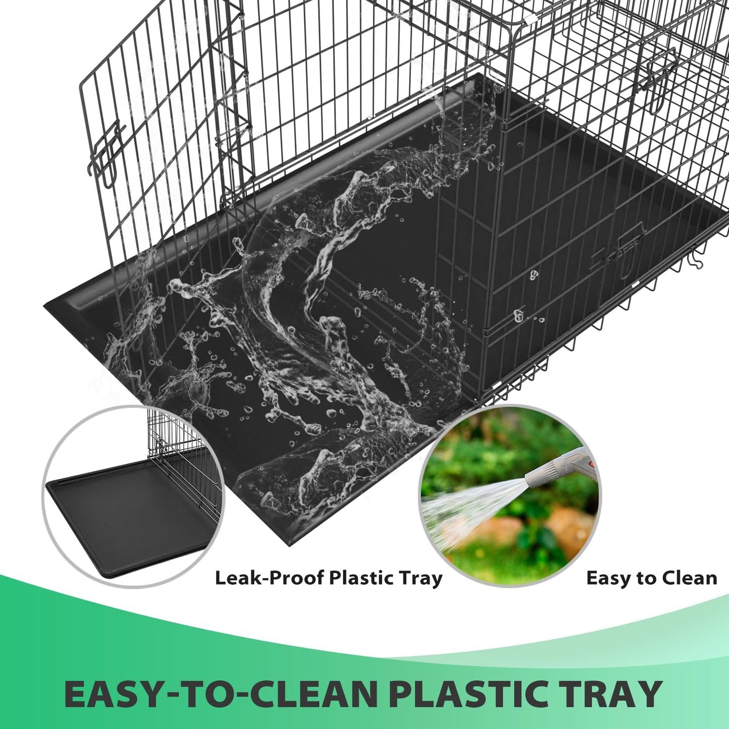 BestPet | Dog Crate | 24" | Black | Foldable Metal Kennel with Double Doors, Secure Slide-Bolt Latches, Leakproof Tray | Portable Dog Cage for Small Breeds | for Travel, Indoor & Outdoor Use