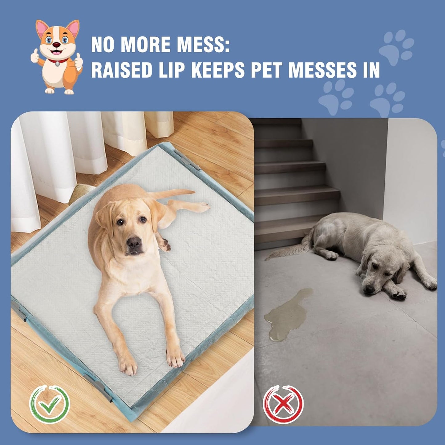 TIMINGILA Puppy Pads& Holder Set, 20-Count 30"x36" Super Absorbent Disposable Pads – Ideal for Pet Potty Trays, Extra Large Leak-Proof Design for Puppies, Dogs, and All Breeds