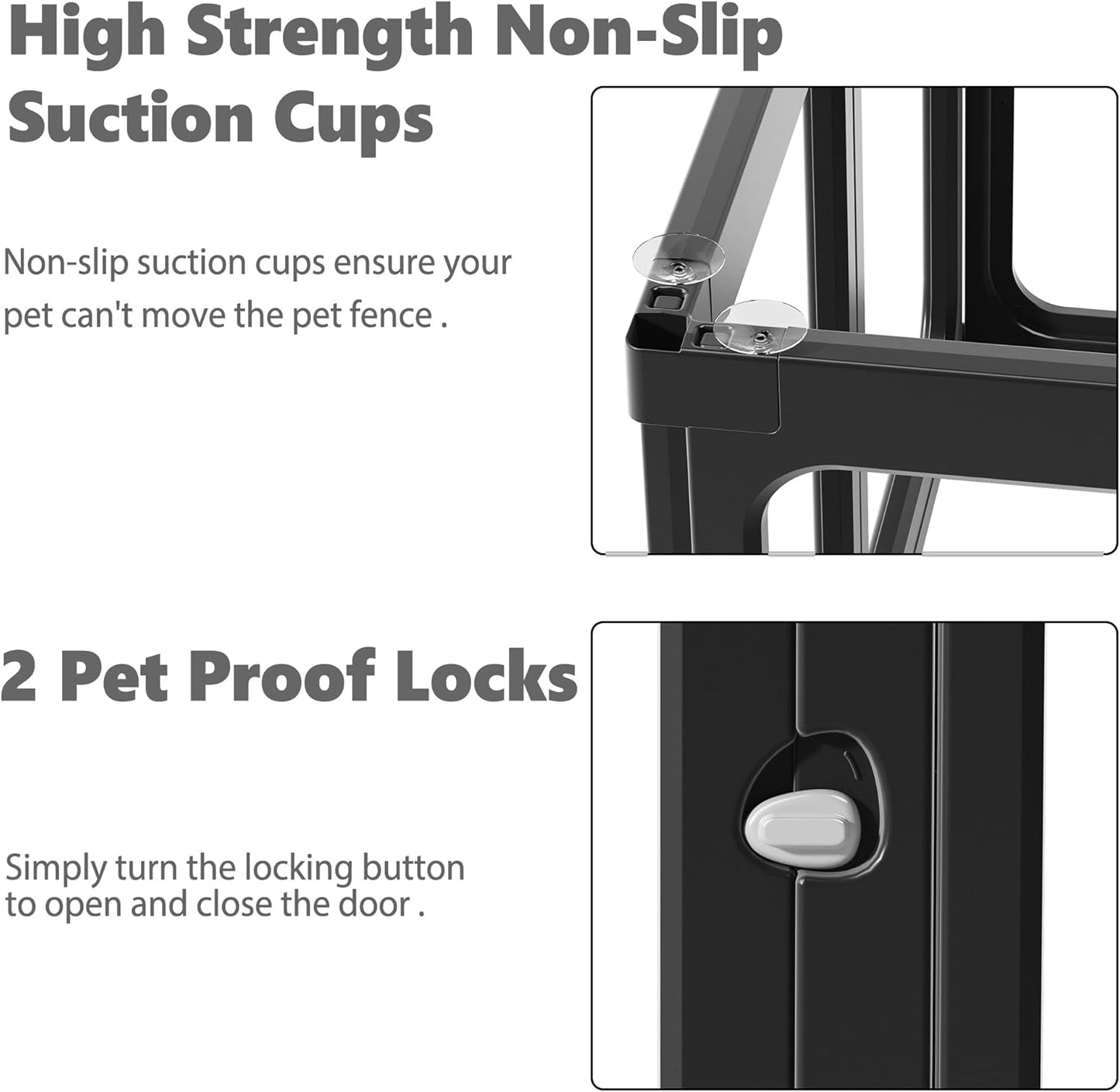 Clear Acrylic Dog Playpen with Door, for Puppy Cat Rabbit Transparent Pet Pen, Black Dog Playpen Indoor, Dog Fence, Easy Assemble & Cleaning Dog Pen for Small & Medium Dogs (23.6“ Height, 14PCS)