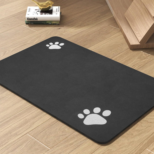 Pet Feeding Mat-Absorbent Dog Mat for Food and Water Bowl-No Stains Quick Dry Water Dispenser Mat-Dog Accessories Pet Supplies-Bowl for Messy Drinkers（Black,23"x34"