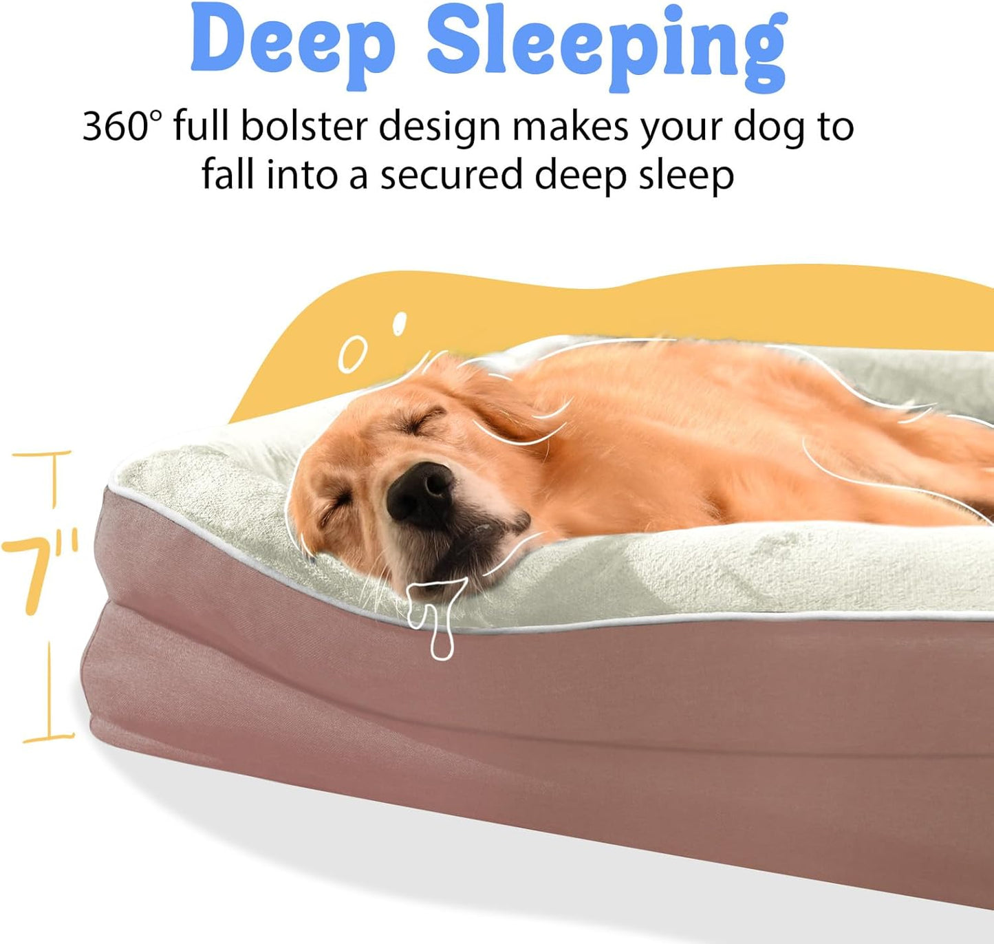 Orthopedic Washable Large Dog Bed - Removable Orthopedic Foam Dog Beds with Bolsters Waterproof Large Dogs Bed and Non-Slip Bottom