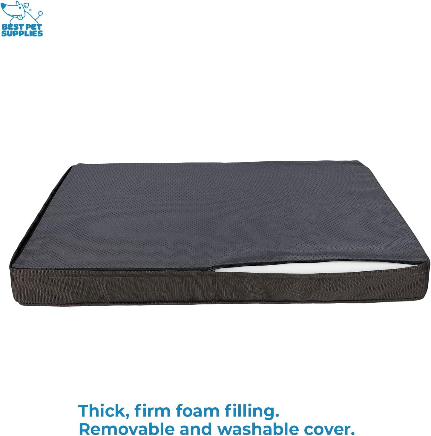 Best Pet Supplies Cute Dog Crate Mat Flat Bed with Waterproof Exterior, Thick Orthopedic Egg Foam Mattress, and Soft Sherpa Fleece Cover for Small, Medium, and Large Breeds - Brown, 35X22X4