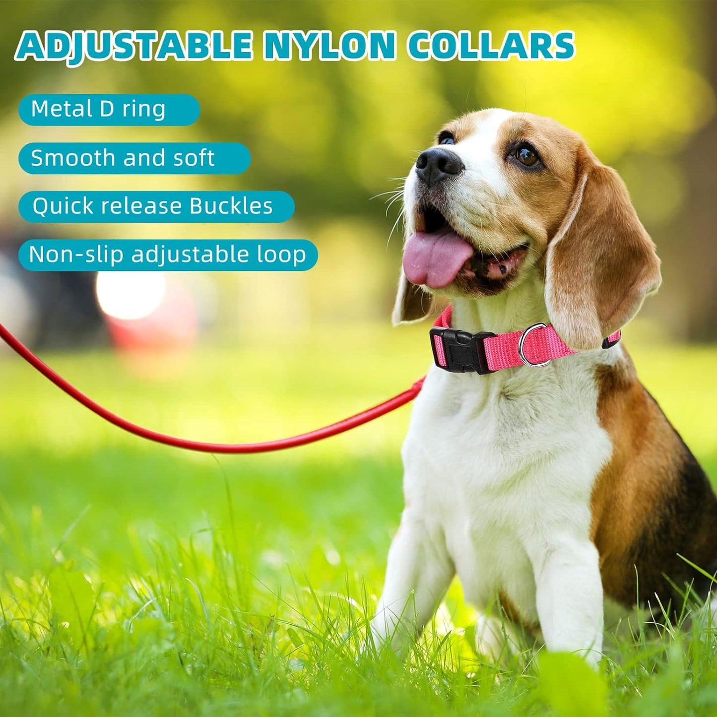 9 Pieces Adjustable Dog Collar for Animal, Soft Nylon Pets Puppy Collar with Quick Release Buckle Holder Bulk for Dogs Walking Running Training(Large,Retro Colors)