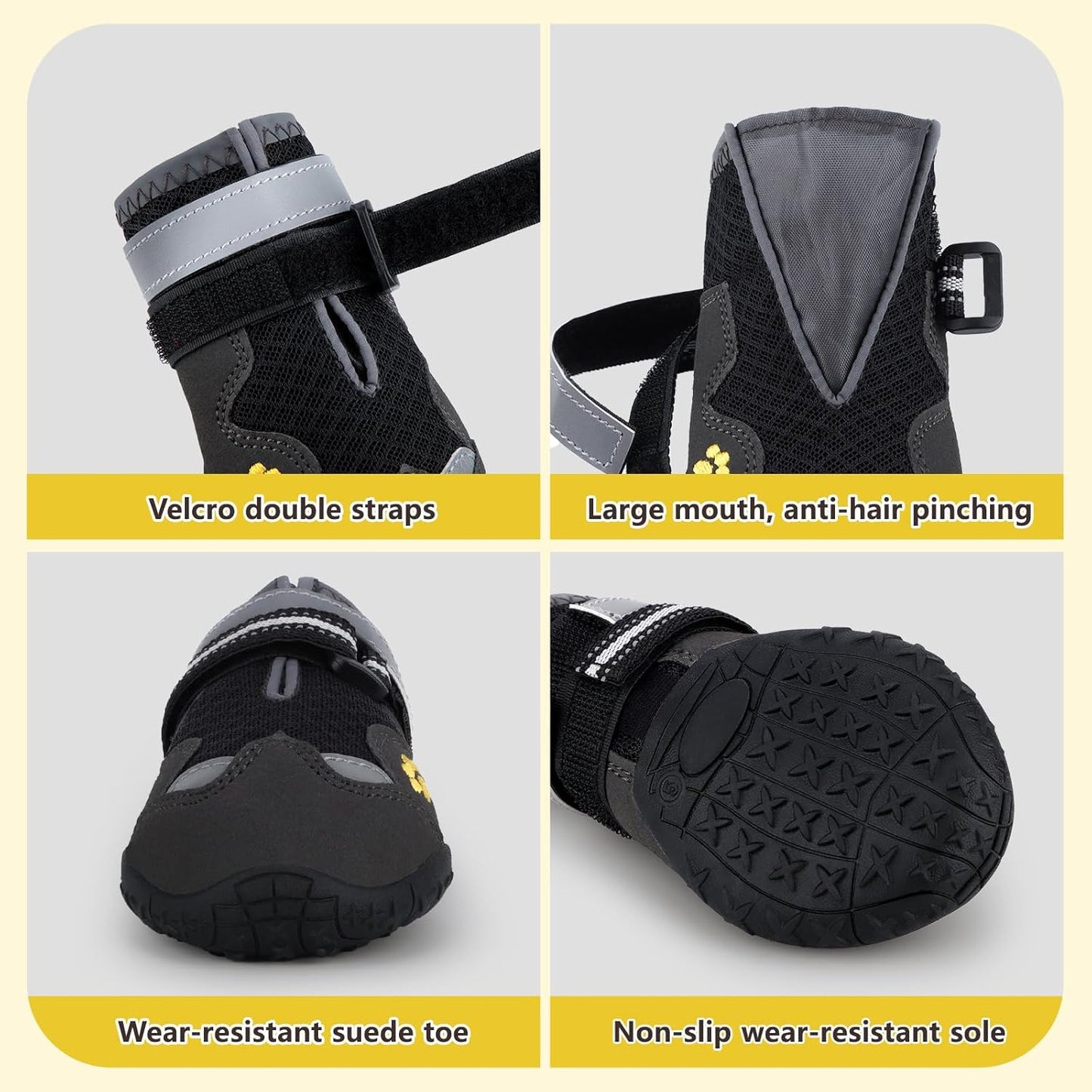 Dog Shoes for Large Medium Small Dog, Mesh Breathable Dog Shoes for Hot Pavement, Anti-Slip Dogs Boots Paw Protectors with Reflective for Outdoor Walking Indoor Hardfloors (Size 1)