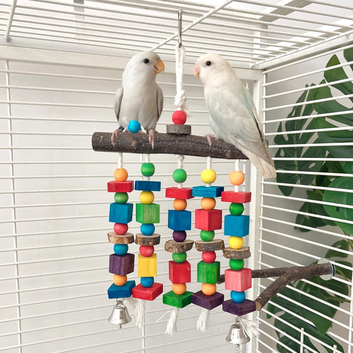 Bird Chewing Toys for Parakeet- Parrot Cage Bites, Wooden Block Cockatiel Toy for Small and Medium Parrots and Birds