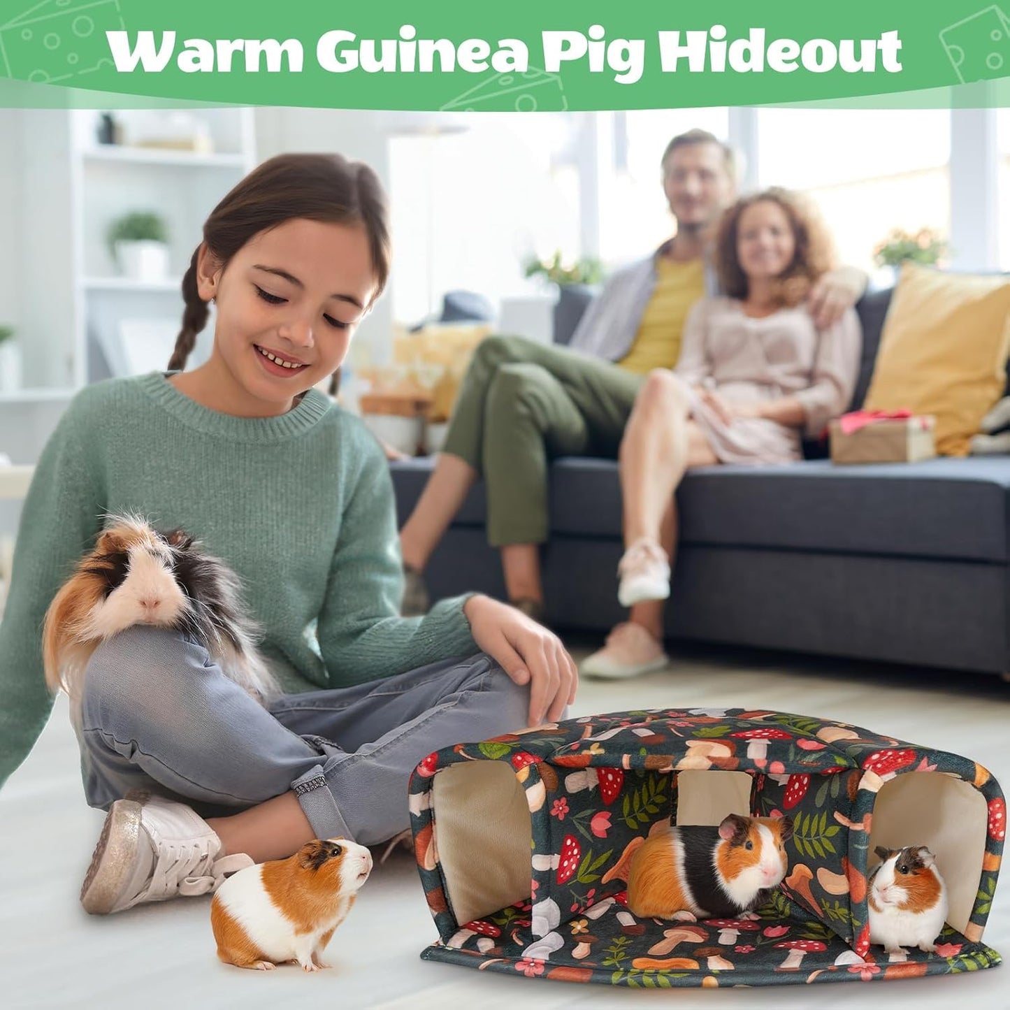 Unicorn Catcher Guinea Pig Hideout - Large Cozy Bed, Warm House, Washable Tunnel Accessories for Small Pets: Hamster, Chinchilla, Bunny