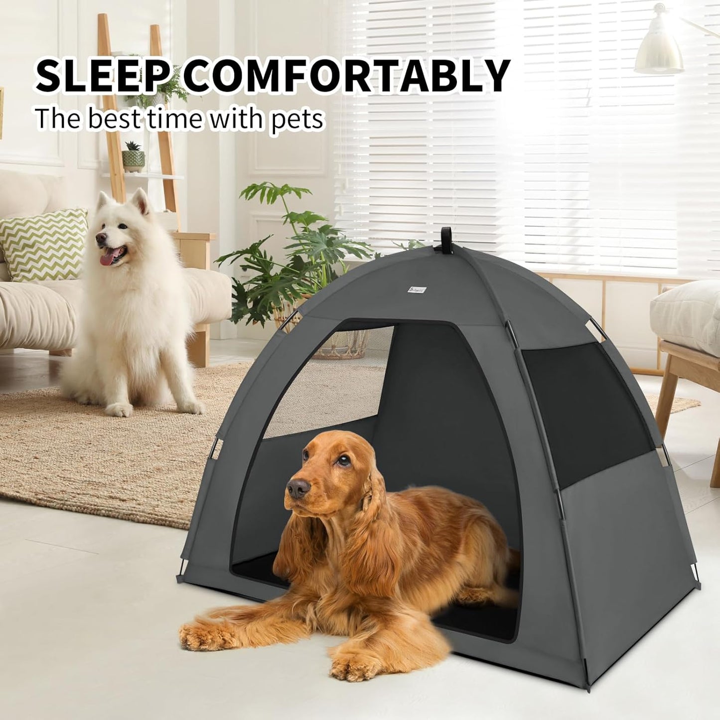 Gray Extra Large Outdoor Cat and Dog Tent House, Waterproof, Washable, Indoor/Outdoor Cave Nest Bed