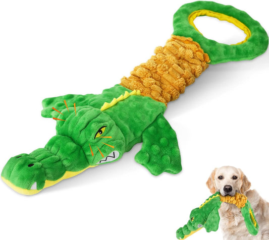 Large Dog Toys, Plush Squeaky Dog Toy with Crinkle Paper and Tug of War Handle, Interactive Puppy Toys for Small, Medium and Large Dogs