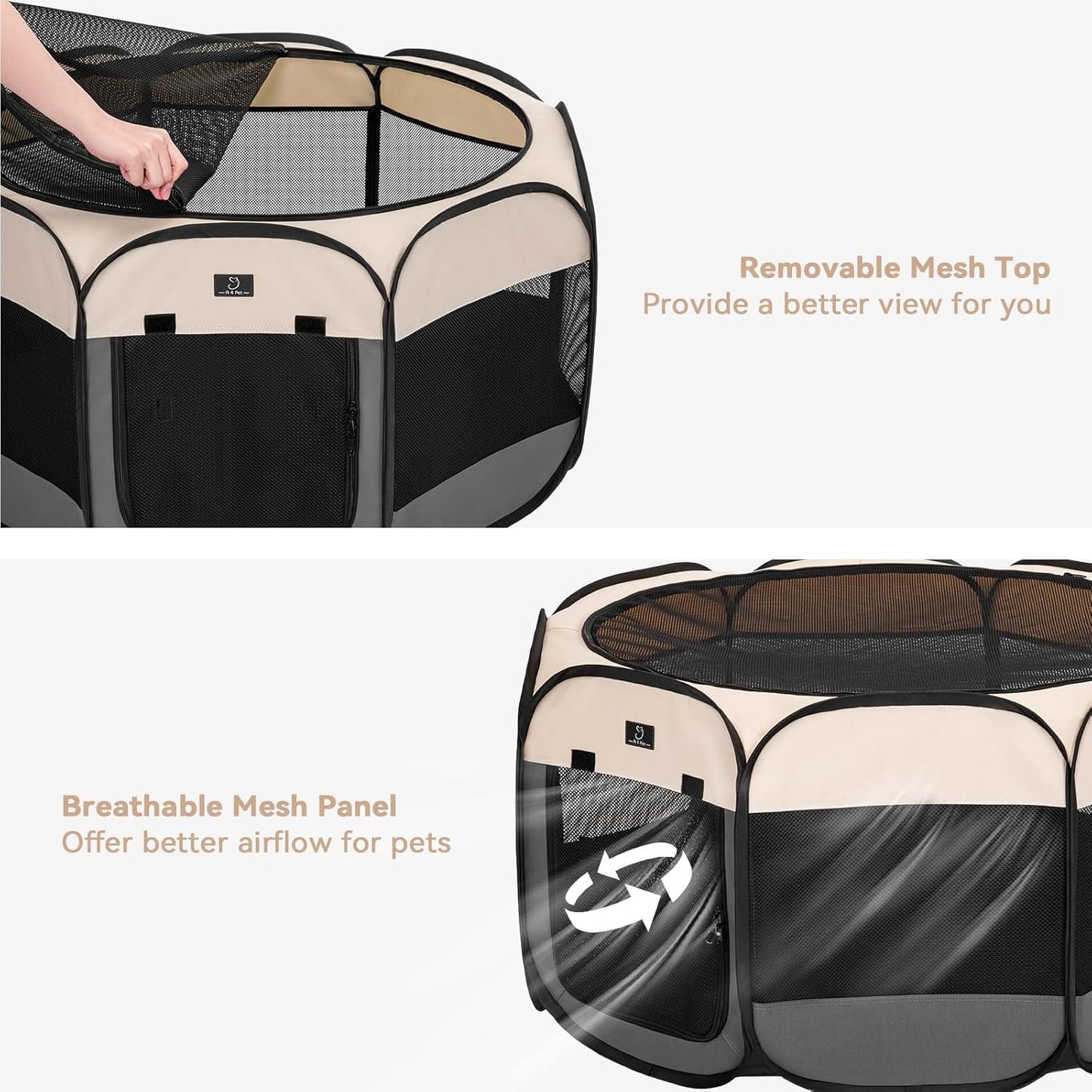 A4Pet Portable Kitten Playpen for Cats, 27" Foldable Pet Playpen for Puppy/Cat/Rabbit/Chick, with Removable Zipper Top & Mesh Panel(11”W × 7.5”H)