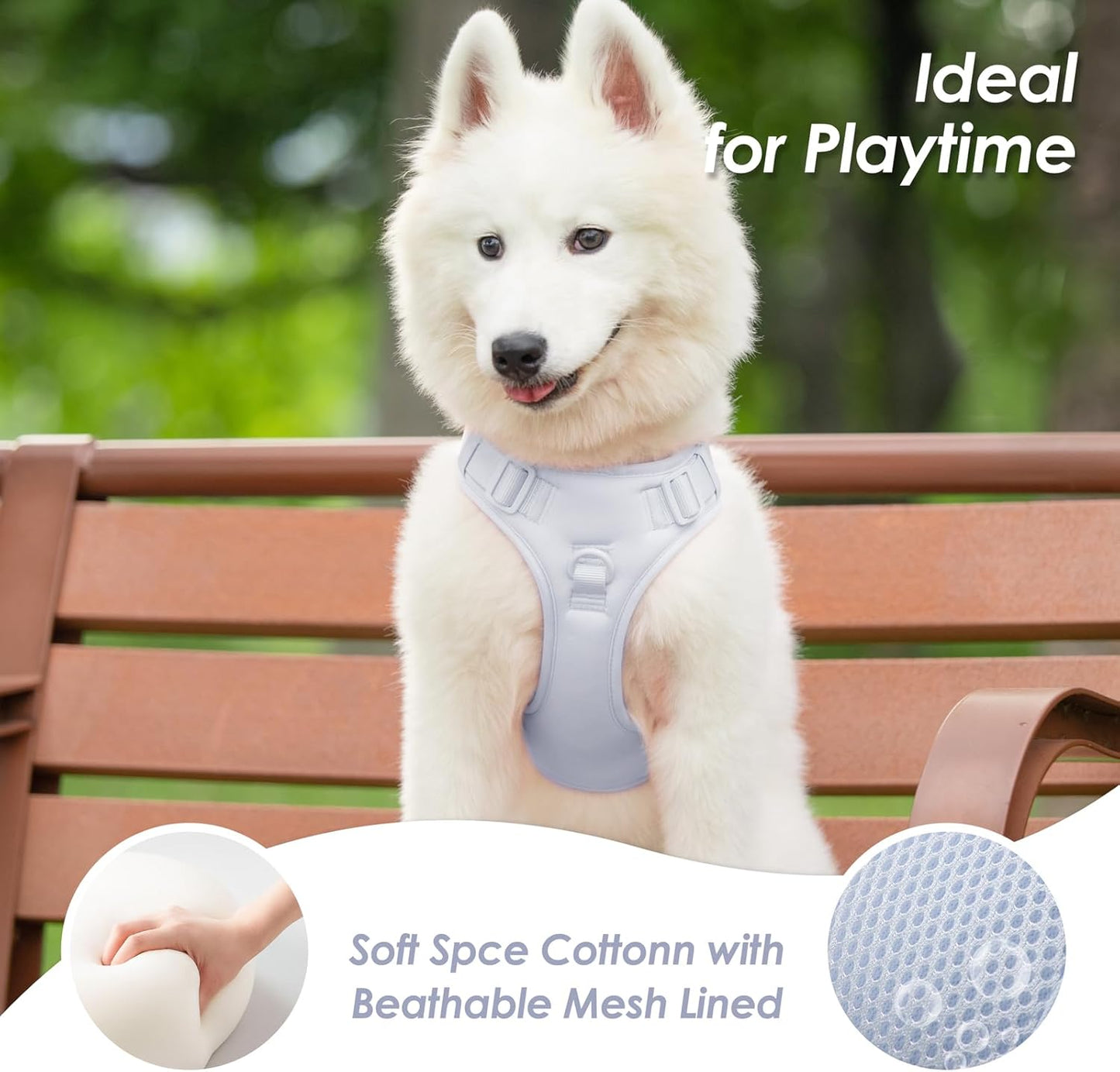 No Pull Dog Harness, Puppy Vest with Front Clip for Small Medium Large Sized Dog(Light Blue,XS)