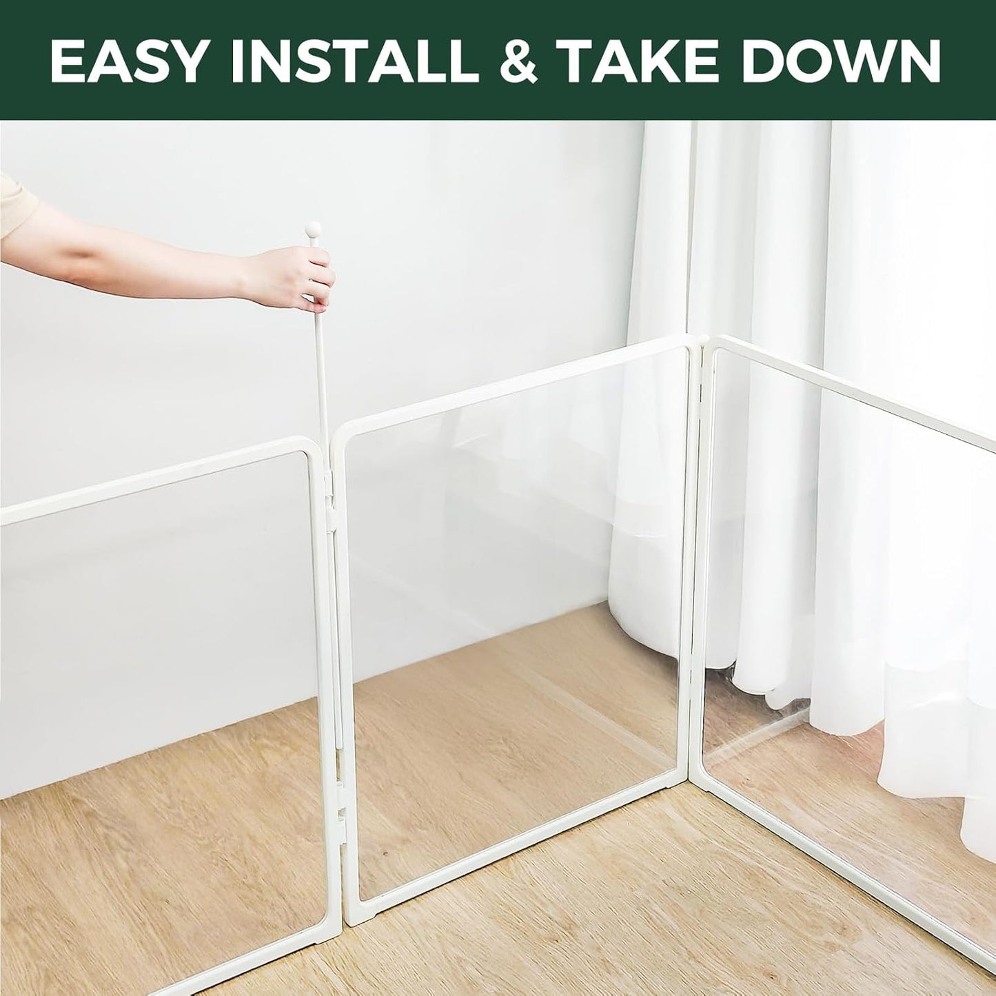 FXW Homeplus Unleashed Indoor Dog Playpen - Stress-Free and Safe Play, Heavy Duty 24 Inch 4 Acrylic Panels + 4 Wire Panels Dog Pen for Puppy and Small Dogs, White│Patented