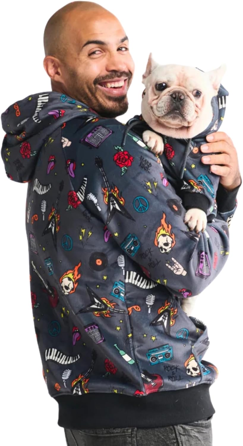 Spark Paws Dog Hoodie – Premium Dog Sweater for Small, Medium, and Large Dogs | Warm Outfits for French Bulldogs, Pitbull, Puppy, Winter Jacket Alternative - Rock and Roll -2XL