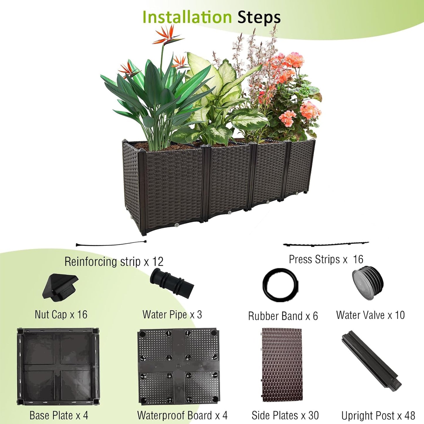 Large Planters for Outdoor Plants pots Elevated Garden Boxes Raised Garden Bed Garden Patio Balcony Deck to Planting Flowers Vegetables Tomato and Herbs