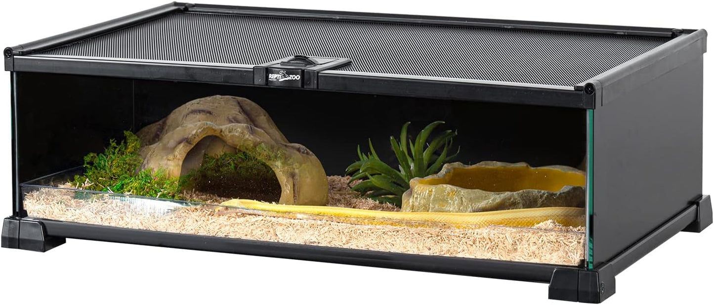 REPTIZOO Small Reptile Tank 20" x 12" x 6" Glass Reptile Terrarium with Top Feeding Habitat for Snake Spider