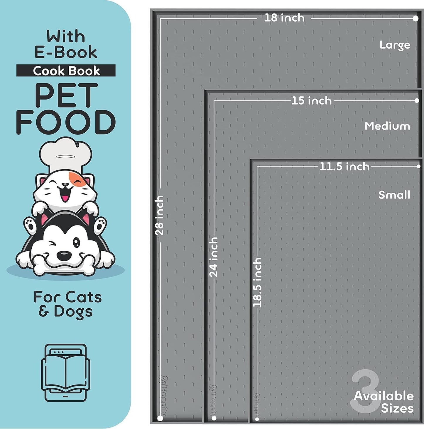 Dog Food Mat - Raised Edges Dogs Mat for Food and Water Prevent Spill, Waterproof Cat Food Mats Protect Floors, Easy Clean Dog Bowl Mats for Food and Water, Silicone Pet Feeding Placemats