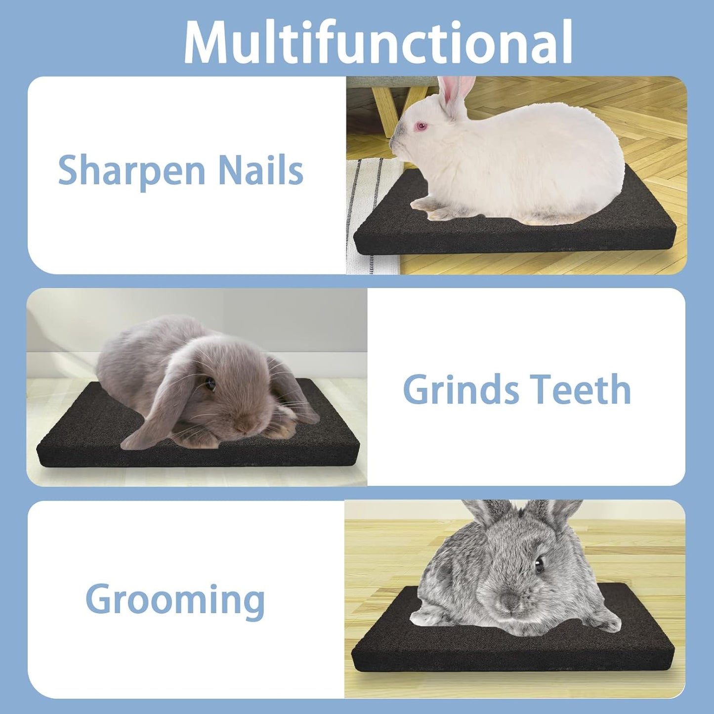 BNOSDM Rabbit Grinding Claw Pads 2 Pack Bunny Scratch Foot Pads Natural Hamster Lava Stone for Teeth Grinding Black Guinea Pig Scratching Board Chew Toy for Ferret Chinchilla Mouse