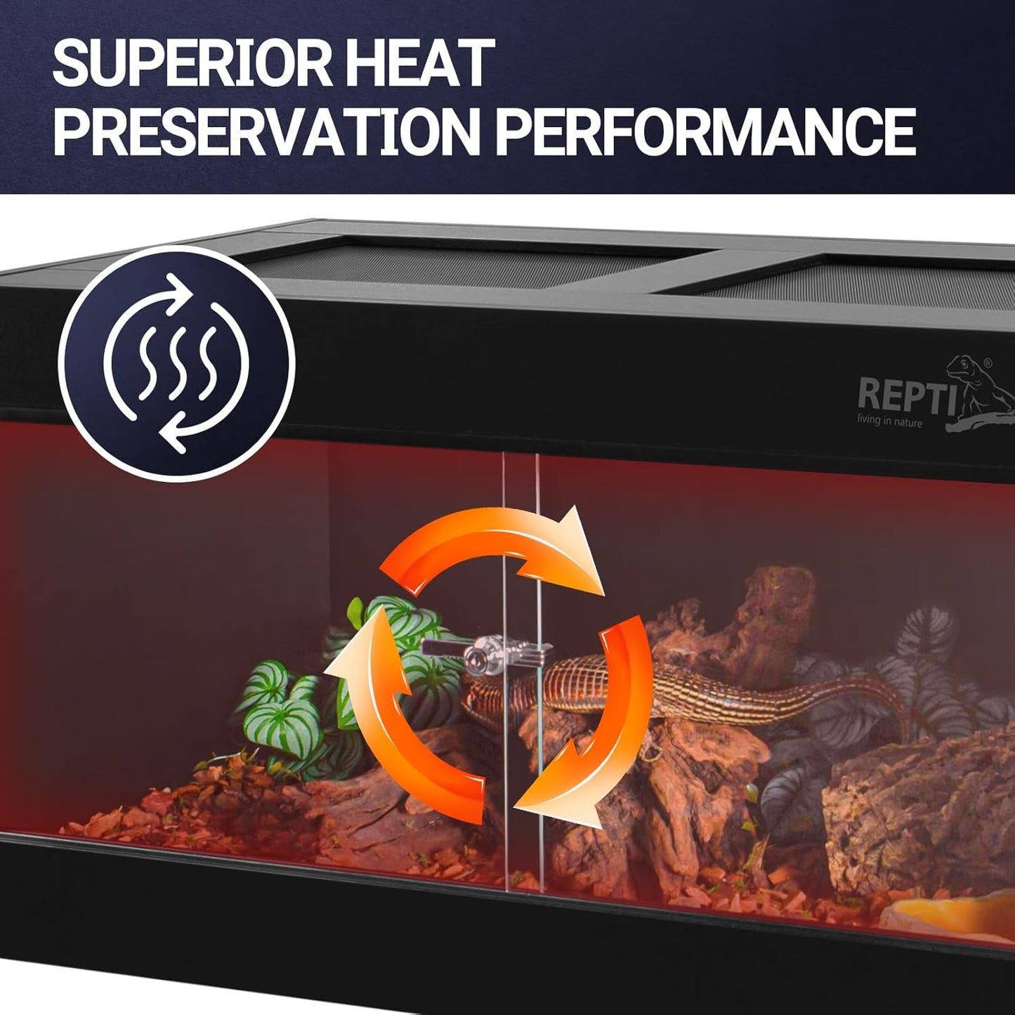 REPTI ZOO 50 Gallon PVC Reptile Enclosure, 36x18x18 inch Reptile Tank for Ball Python Bearded Dragon Snake Gecko, Reptile Terrarium Lounge Habitat with Glass Sliding Door & Top Screen Ventilation