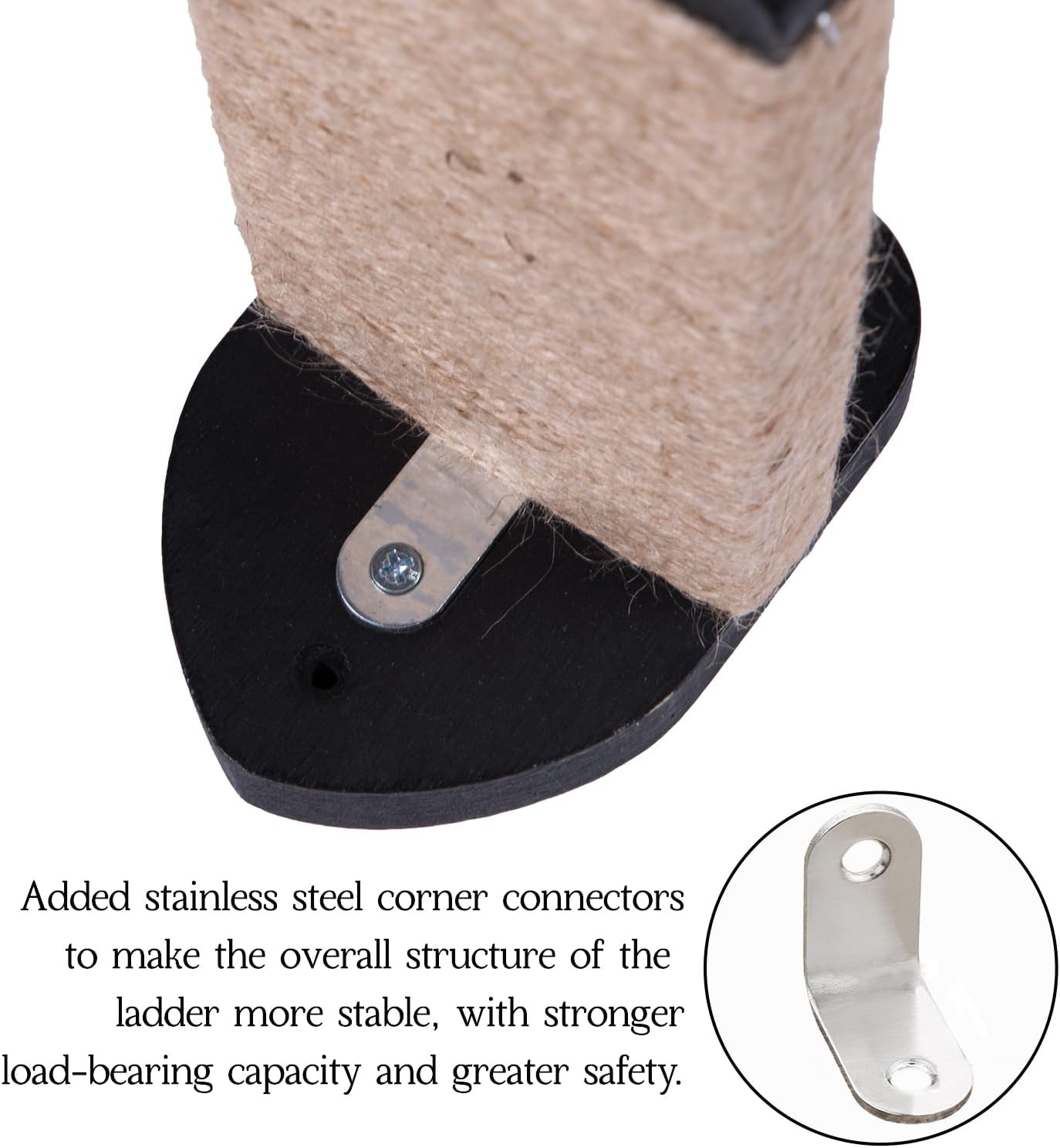 3pcs Wall Steps for Cats, Climbing Mounted Furniture, Shelves With Hemp Rope Covered, Solid Wood Ladder for Playing and Climbing (Large-Black)