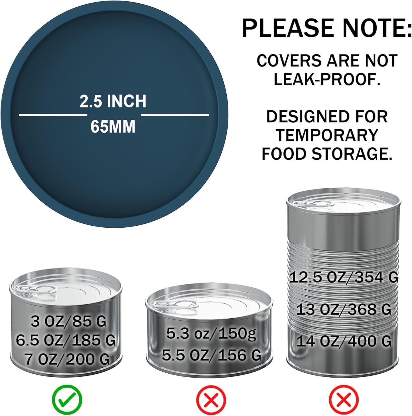 OHMO 3 Pack Small Cat Food Can Lids, Silicone Pet Food Can Lids Covers for 3 oz 2.5 oz Cat Food Cans, Dark Blue