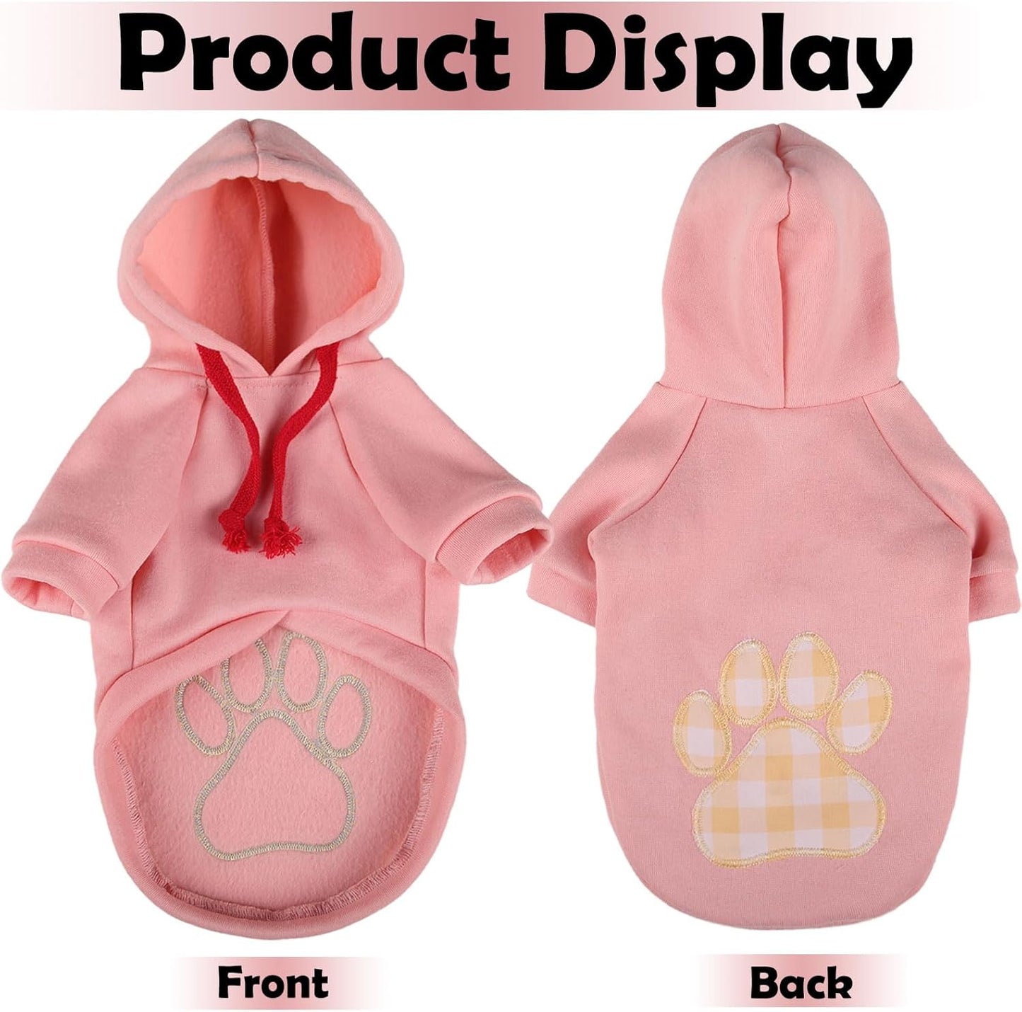 SAWMONG Dog Hoodie,Flannel Pet Hooded Sweater with Hat Puppy Pullover Sweater Shirt,Dog (Pink,S)