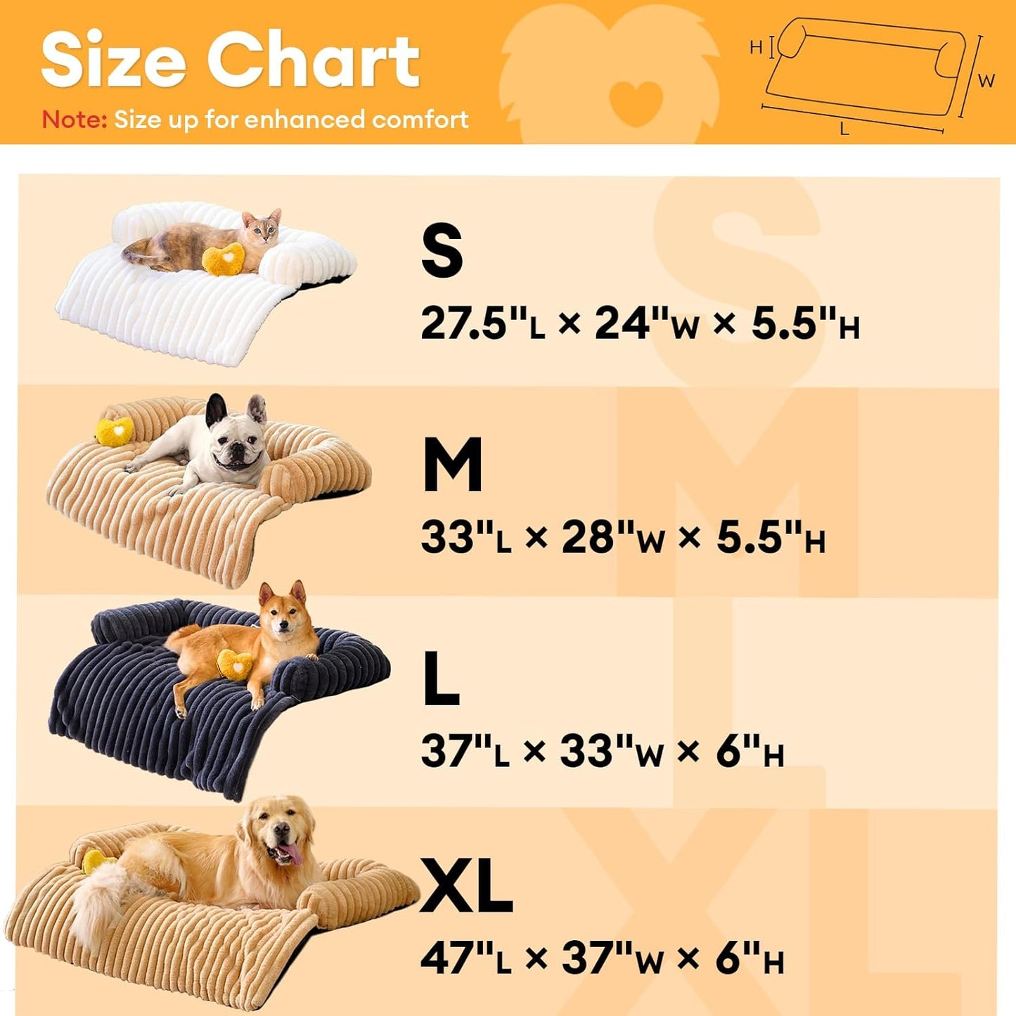 FUNNY FUZZY Pet Couch Cover for Sofa, Calming Dog Bed for Couch, Fluffy Plush Cat Bed Mat for Furniture Protector for Small Dogs and Kitten, 27×24 in, Khaki