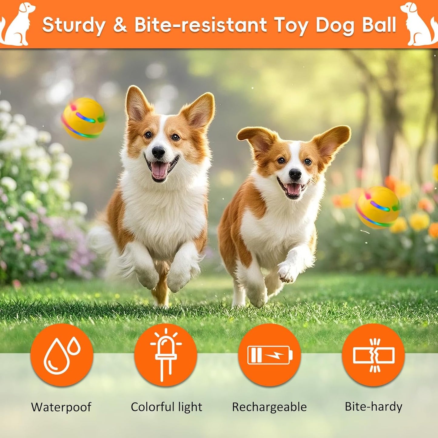 Smart Interactive Dog Ball, Interactive Dog Toys with Remote Control, Automatic Moving Pet Ball for Medium and Large Dogs, TPU Material, Rechargeable Vibrating Bouncing Pet Toy