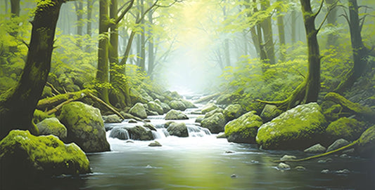 36X24IN Tropical Forest Terrarium Background, Natural Green Forest Tree Reptile Habitat Background, Misty Rainforest Aquarium Background, with 8 EVA Double-Sided Tape