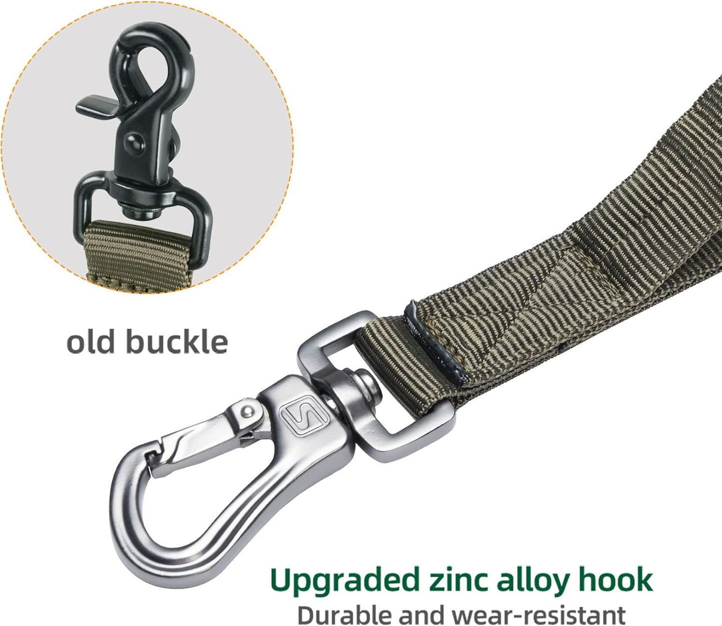 Excellent Elite Spanker Tactical Bungee Dog Leash Military Adjustable Dog Leash Quick Release Elastic Leads Rope with 2 Control Handle(Ranger Green)